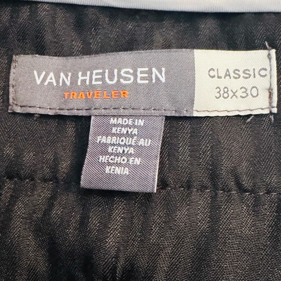 Mens Van Heusen Black Pleated Cuffed Polyester Dress Pants 38x 30 - Picture 7 of 7